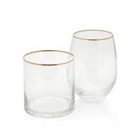 Optic Rocks Glass with Gold Rim - Set of 12