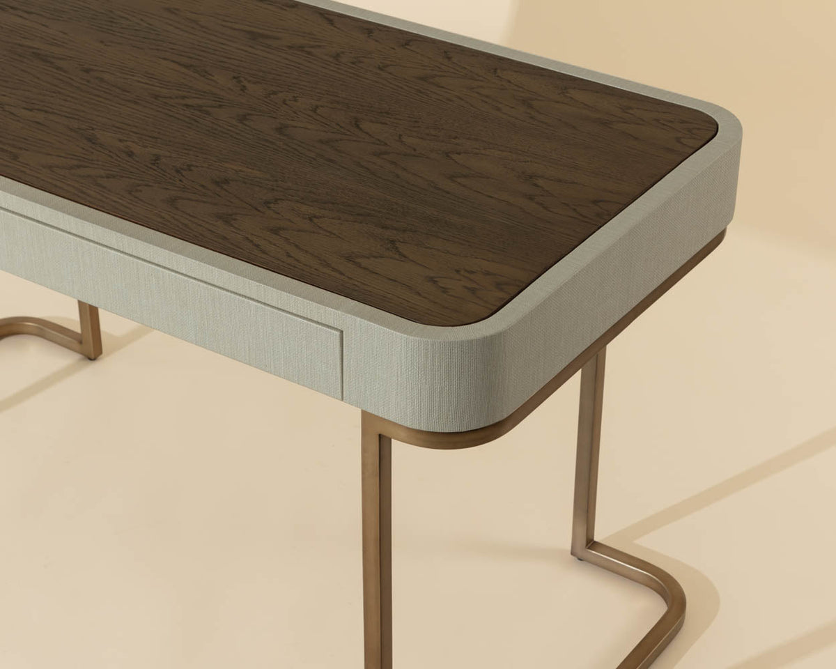 Jamille Cream Faux Leather & Gold Desk