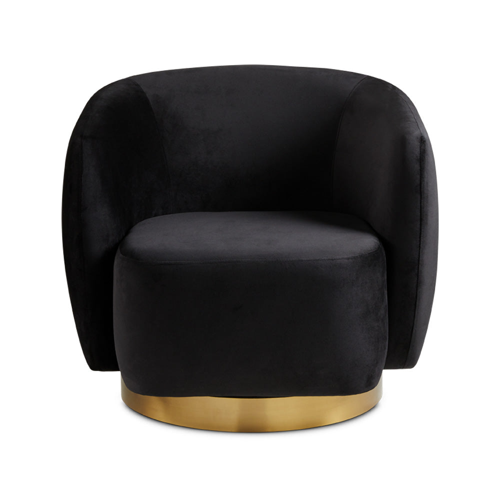 Primrose Black Velvet & Gold Accent Chair