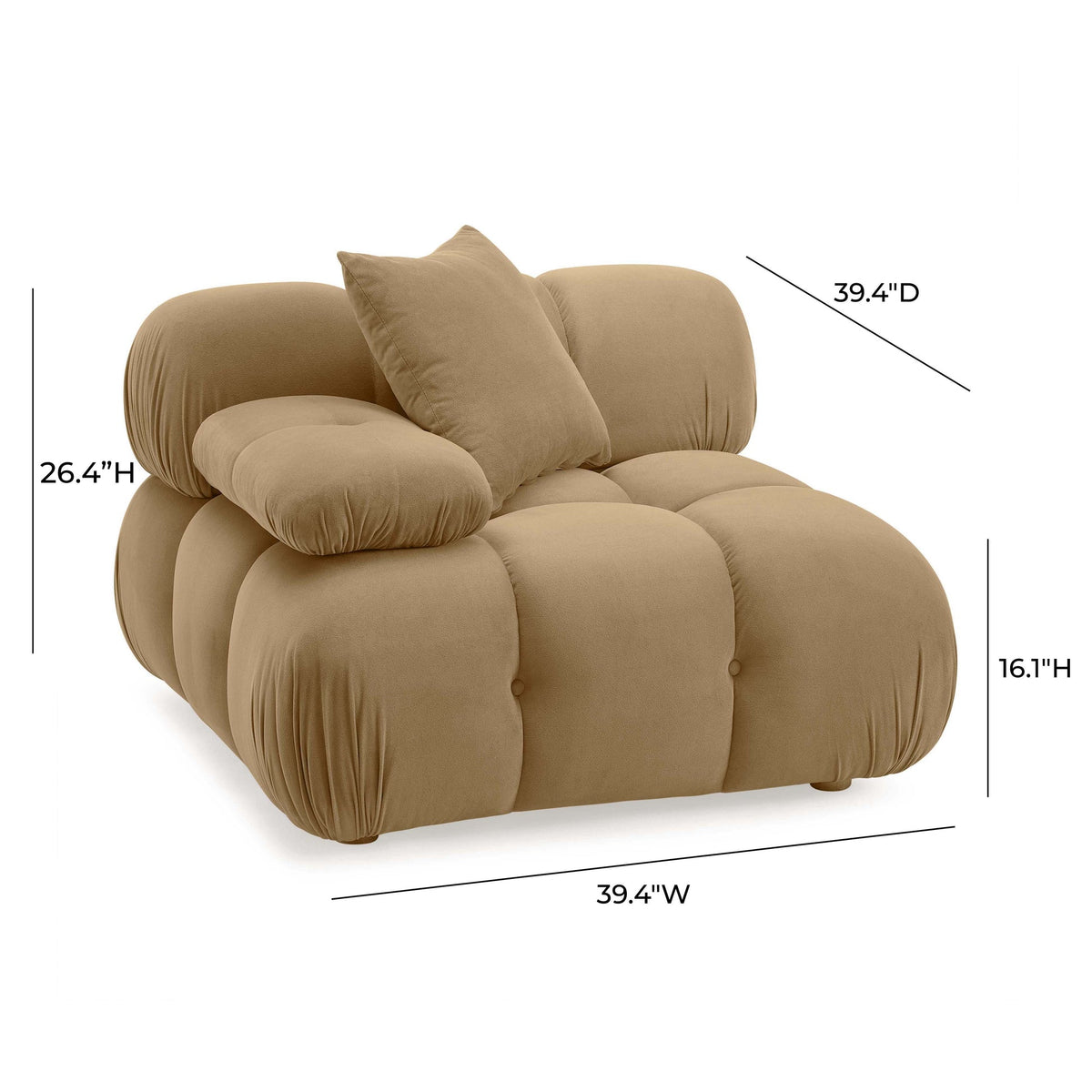 Vogue Cafe Au Lait Performance Velvet Modular Corner Chair