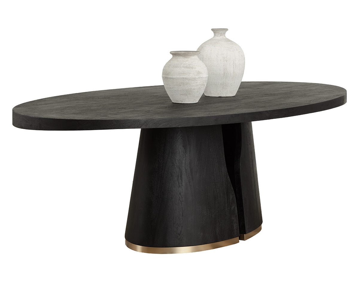 Tasmin 98" Black Acacia & Brushed Gold Dining Table