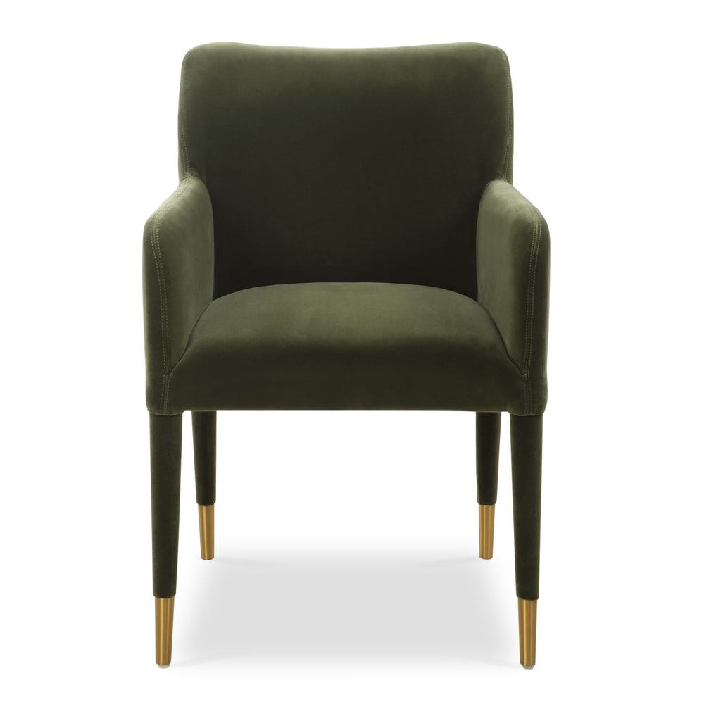 Diara Green Velvet & Gold Dining Arm Chair