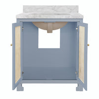Airah 30.5" Light Blue Cane & Marble Bath Vanity