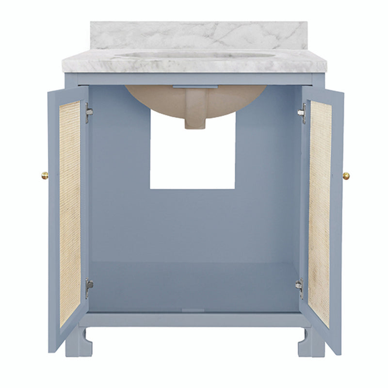 Airah 30.5" Light Blue Cane & Marble Bath Vanity