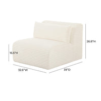 Telav Fluffy Oversized Cream Corduroy Modular Armless Chair
