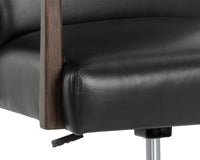 Collin Black Leather & Oak Brushed Gold Desk Chair