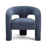 Clara Blue Denim Performance Velvet Curved Accent Chair