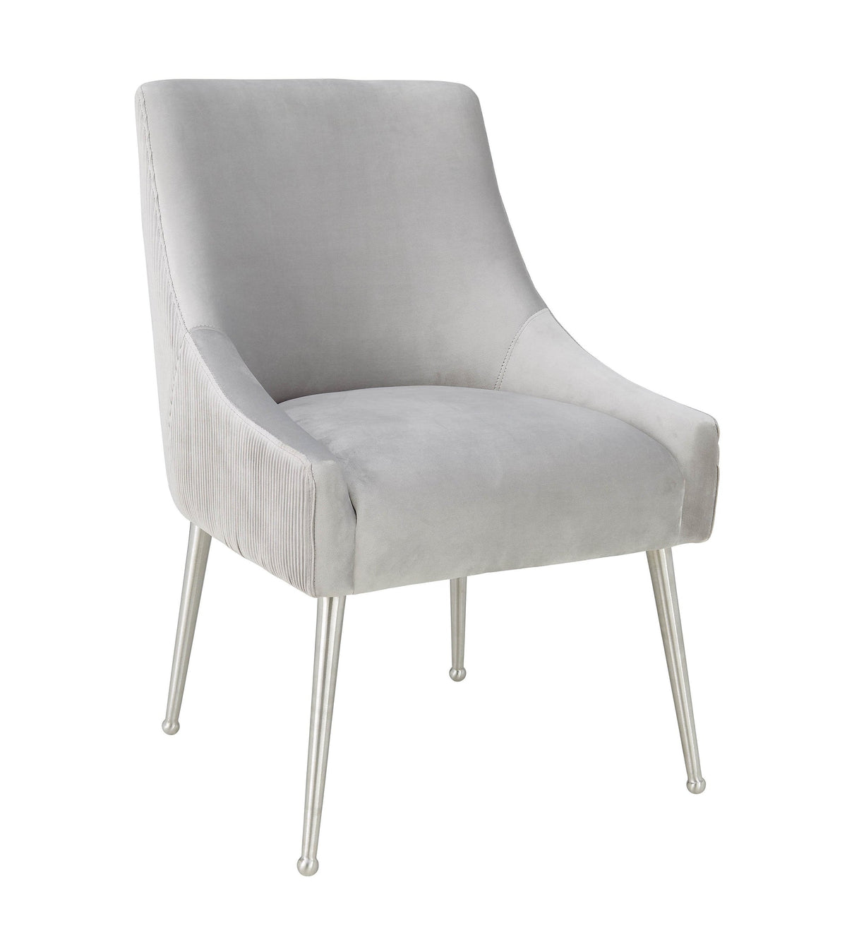 Prado Light Grey Pleated Velvet With Silver Frame Chair - Luxury Living Collection