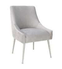 Prado Light Grey Pleated Velvet With Silver Frame Chair - Luxury Living Collection