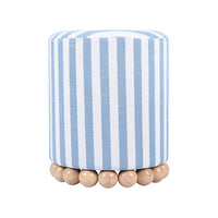 Valerie Pastel Blue Striped Linen Ottoman