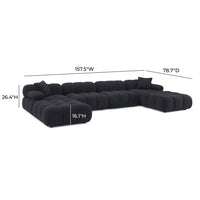 Vogue 157.6" Black Performance Vegan Shearling 6-piece Modular U-Sectional