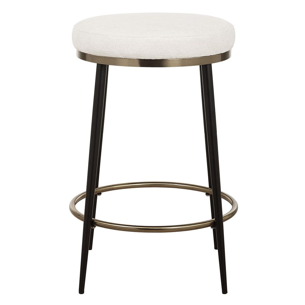 Foster Cream Chenille, Black & Gold Counter Stool
