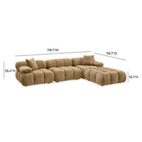 Vogue 118.2" Cafe Au Lait Performance Velvet 6-piece Modular U-Sectional