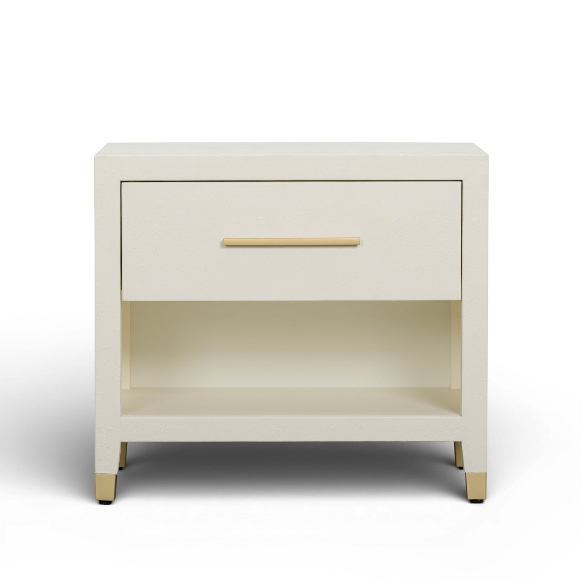 Dorite 25" Cream Faux Shagreen Nightstand with Drawer