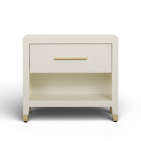Dorite 25" Cream Faux Shagreen Nightstand with Drawer