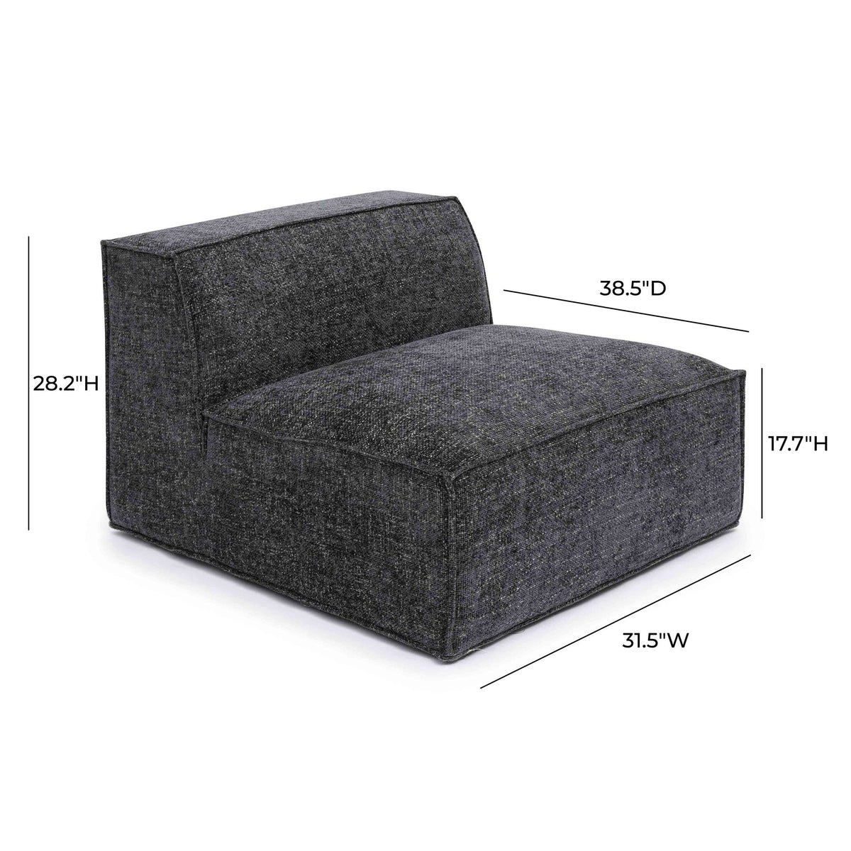 Mindy Charcoal Performance Chenille Basketweave Armless Chair