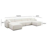 Travie 145" Sand Upcycled Performance Linen 6-Piece Modular U-Sectional