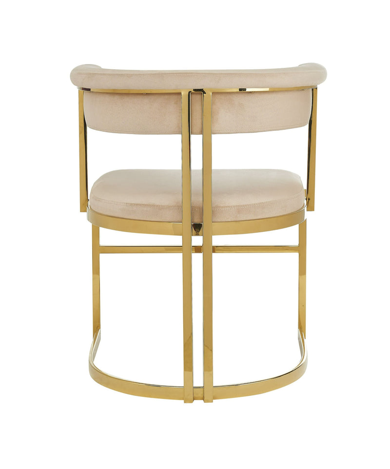 Clancy Modern Beige Velvet + Gold Dining Chair