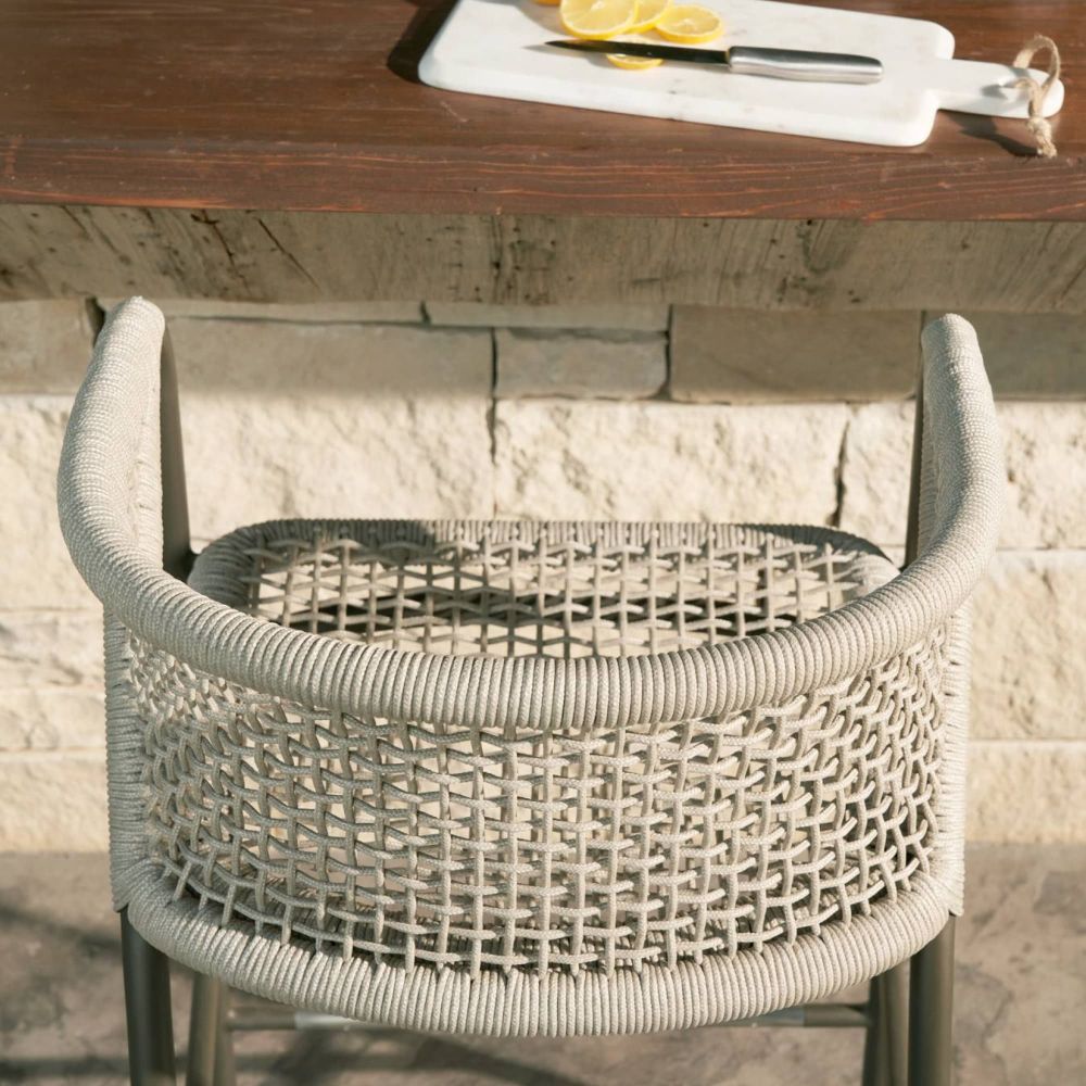 Enzo Buff Plain Weave Outdoor Bar Stool