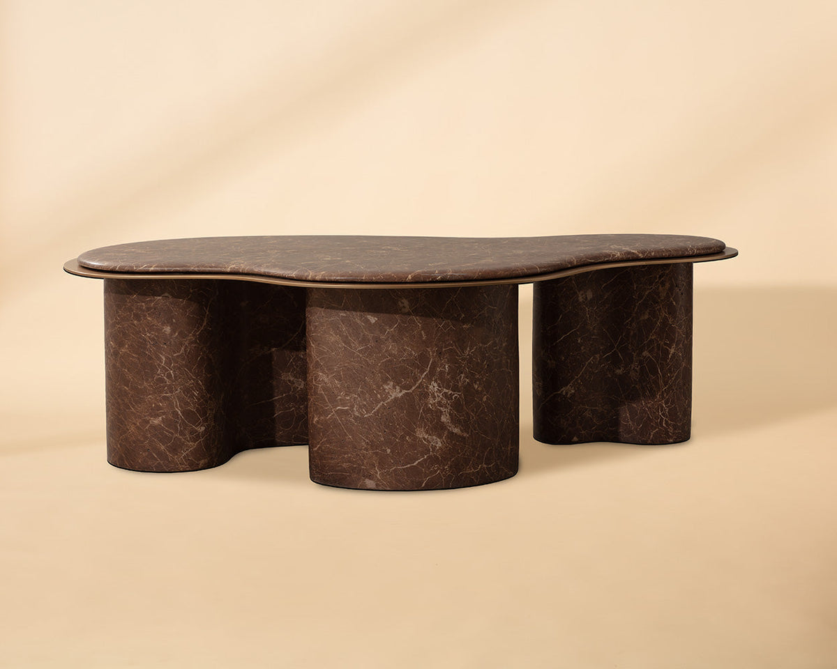 Isola 55" Faux Marble Concrete Indoor Outdoor Coffee Table