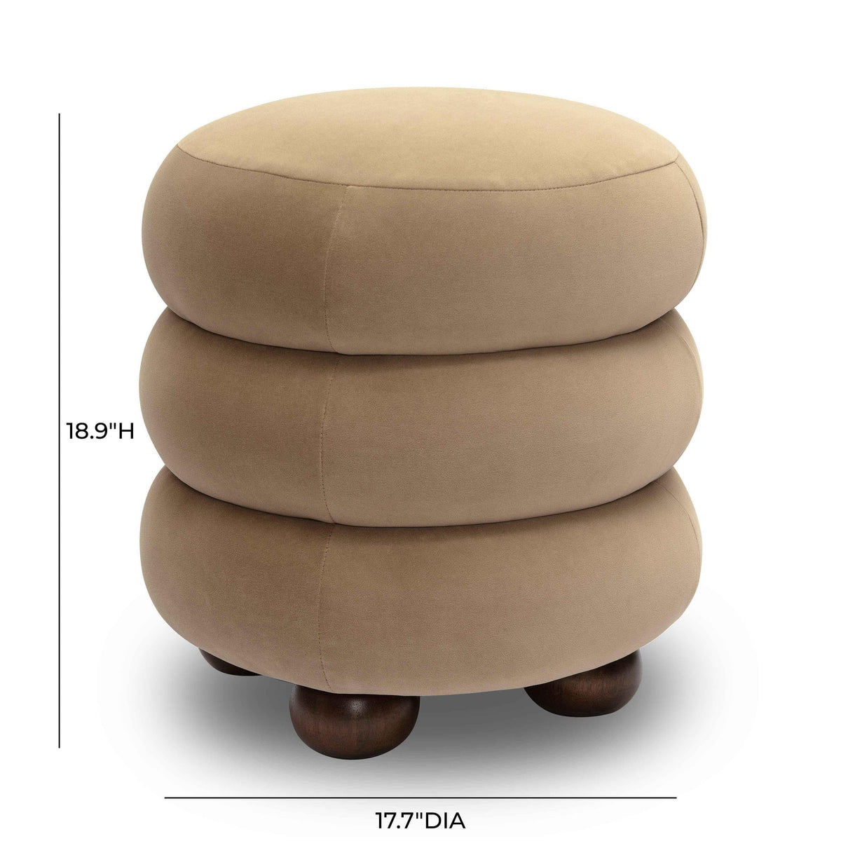Stefanie Taupe Performance Velvet Ottoman
