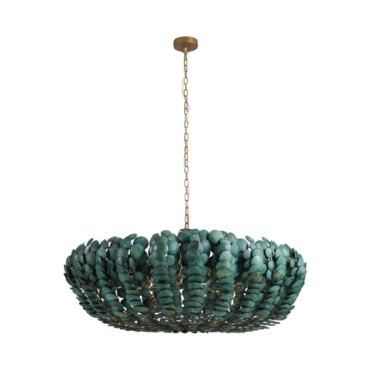 Bilal 52" Eucalyptus Stain Coco Shell Round Chandelier