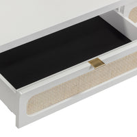 Ameline White Rattan Console/Desk