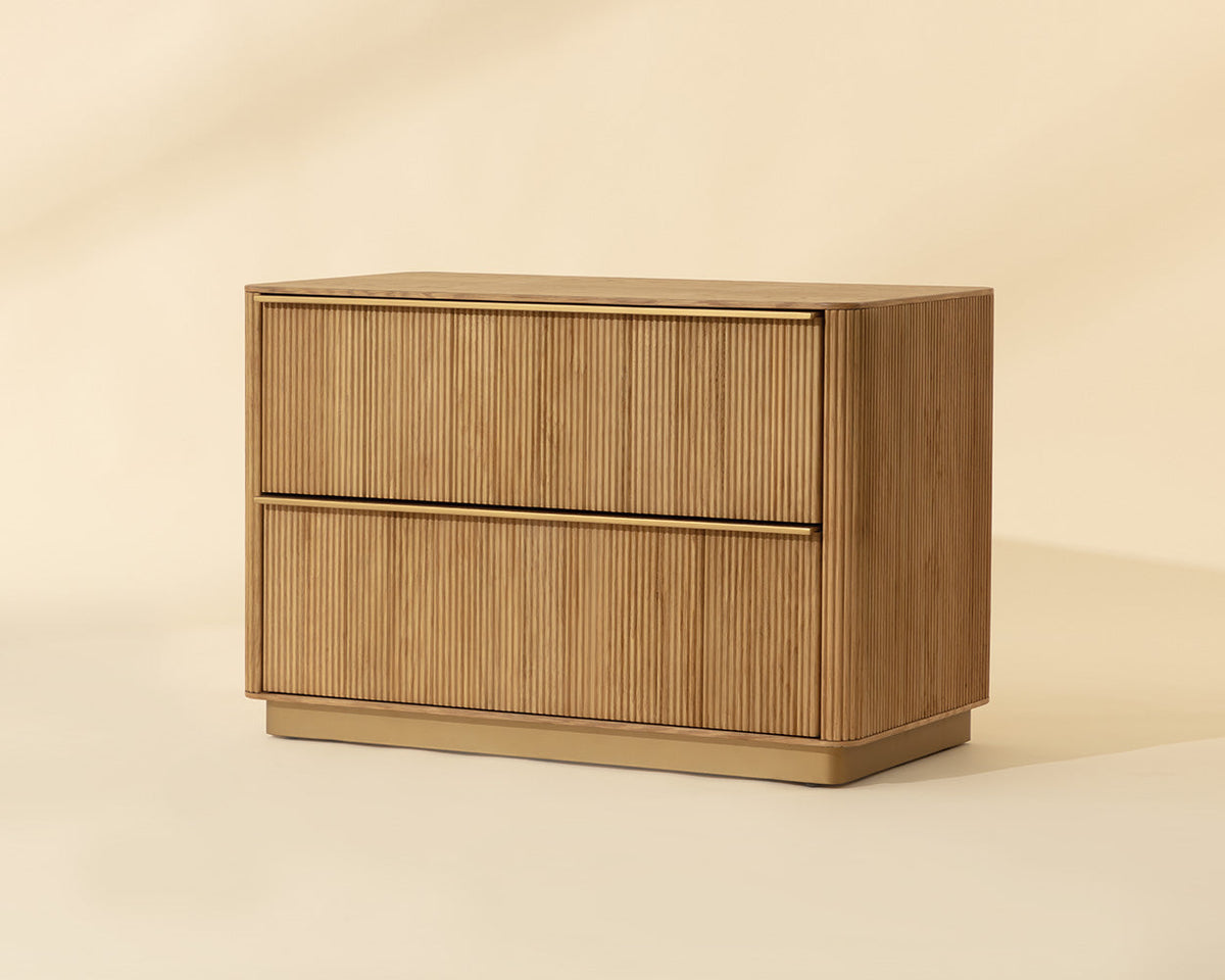 Kalla 36" Large Black Reeded Oak & Brushed Gold Nightstand