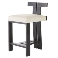 Enola Natural Linen &  Black Wood Counter Stool