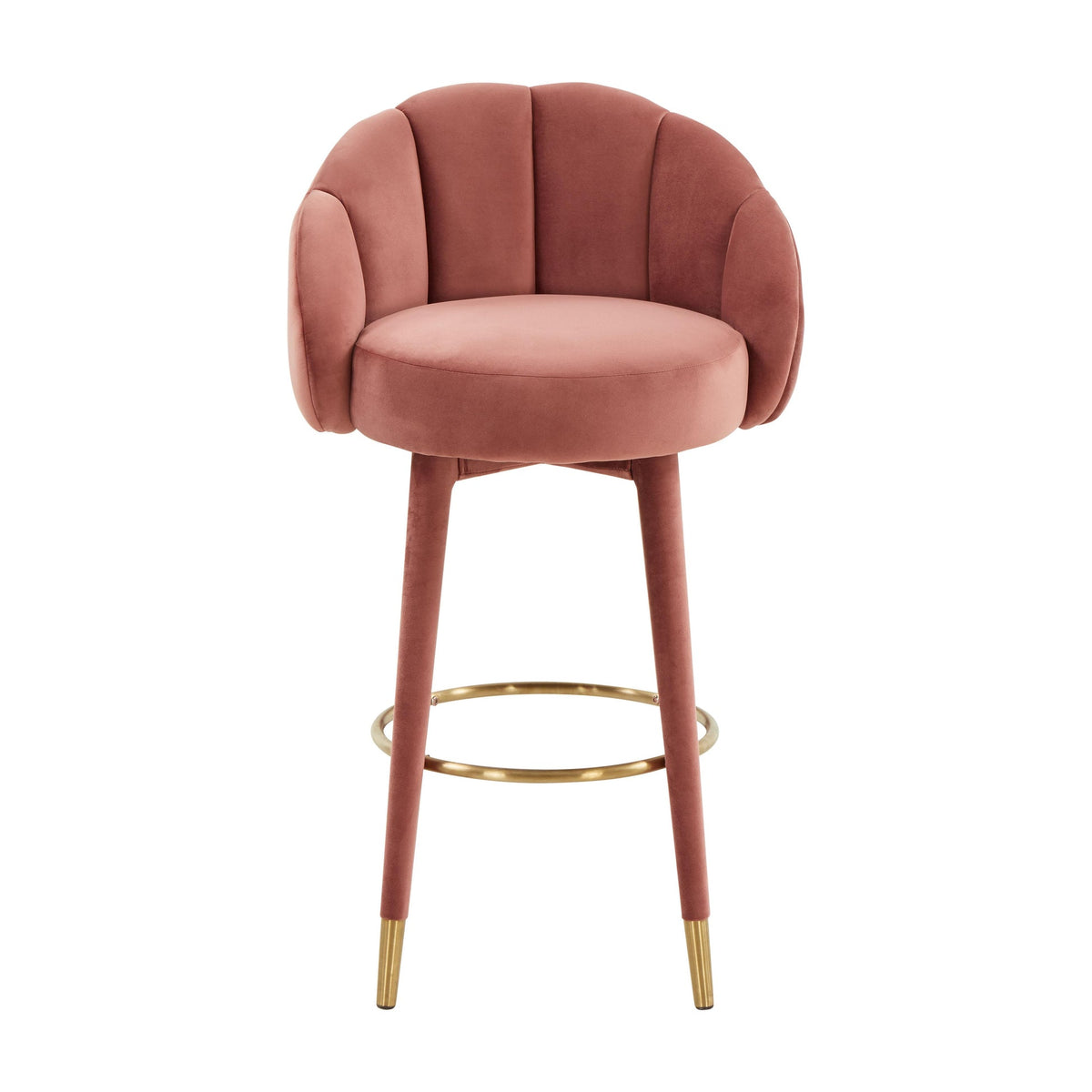 Morant Performance Salmon Velvet Swivel Bar Stool - Luxury Living Collection