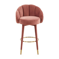 Morant Performance Salmon Velvet Swivel Bar Stool - Luxury Living Collection