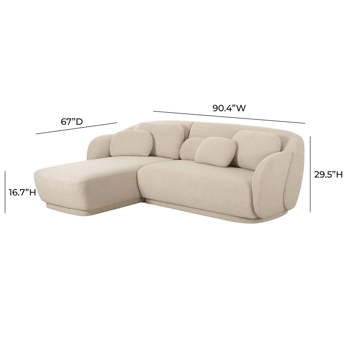 Covet 90.4” Cream Performance Boucle Sectional - LAF