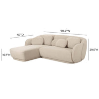 Covet 90.4” Cream Performance Boucle Sectional - LAF