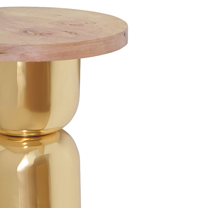 Margaux Brass & Burl Wood Accent Table