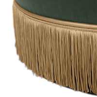 Ettros 17.2" Round Green Performance Velvet Ottoman