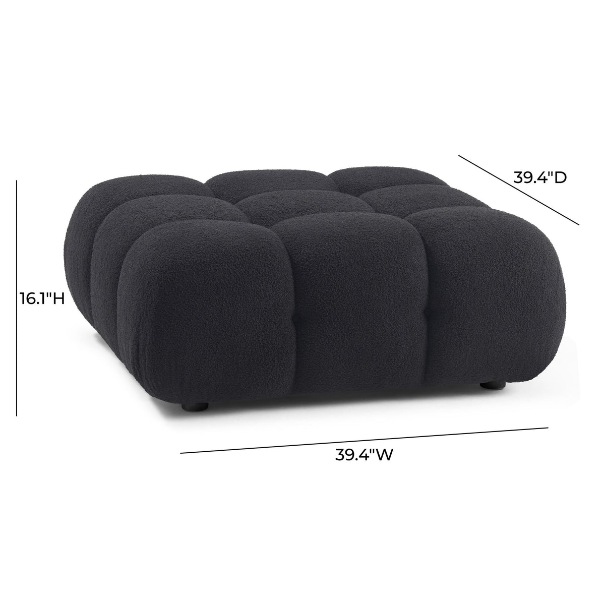 Vogue Black Performance Vegan Shearling Modular Ottoman