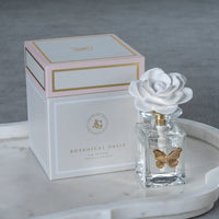 Apothecary Black Fig Vetiver Fragrance Botanical Oasis Porcelain Diffuser with Gold Butterfly (Set of 4)