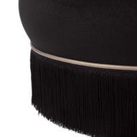 Ettros 17.2" Round Black Performance Velvet Ottoman