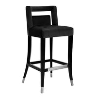 Rina Performance Grade Black Velvet Bar Stool - Luxury Living Collection