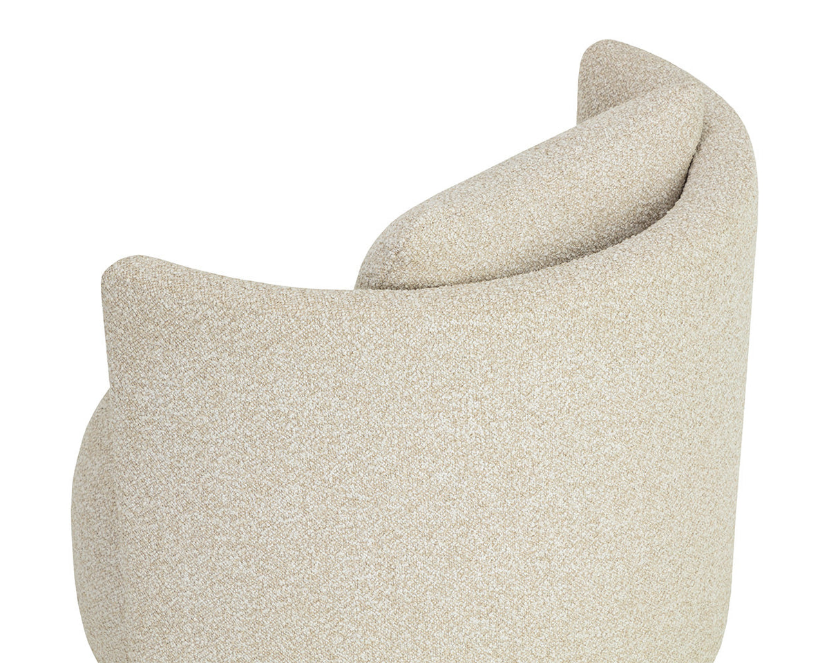 Fortis Oatmeal Swivel Accent Chair with Maple Burl Base