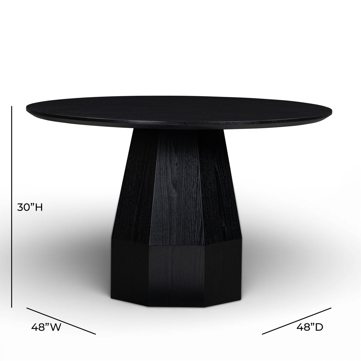 Brooke Black 48'' Ash Wood Round Dining Table