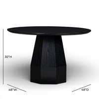 Brooke Black 48'' Ash Wood Round Dining Table