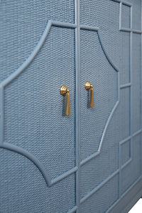 Cove 58" Capri Blue Rattan Overlay Cabinet