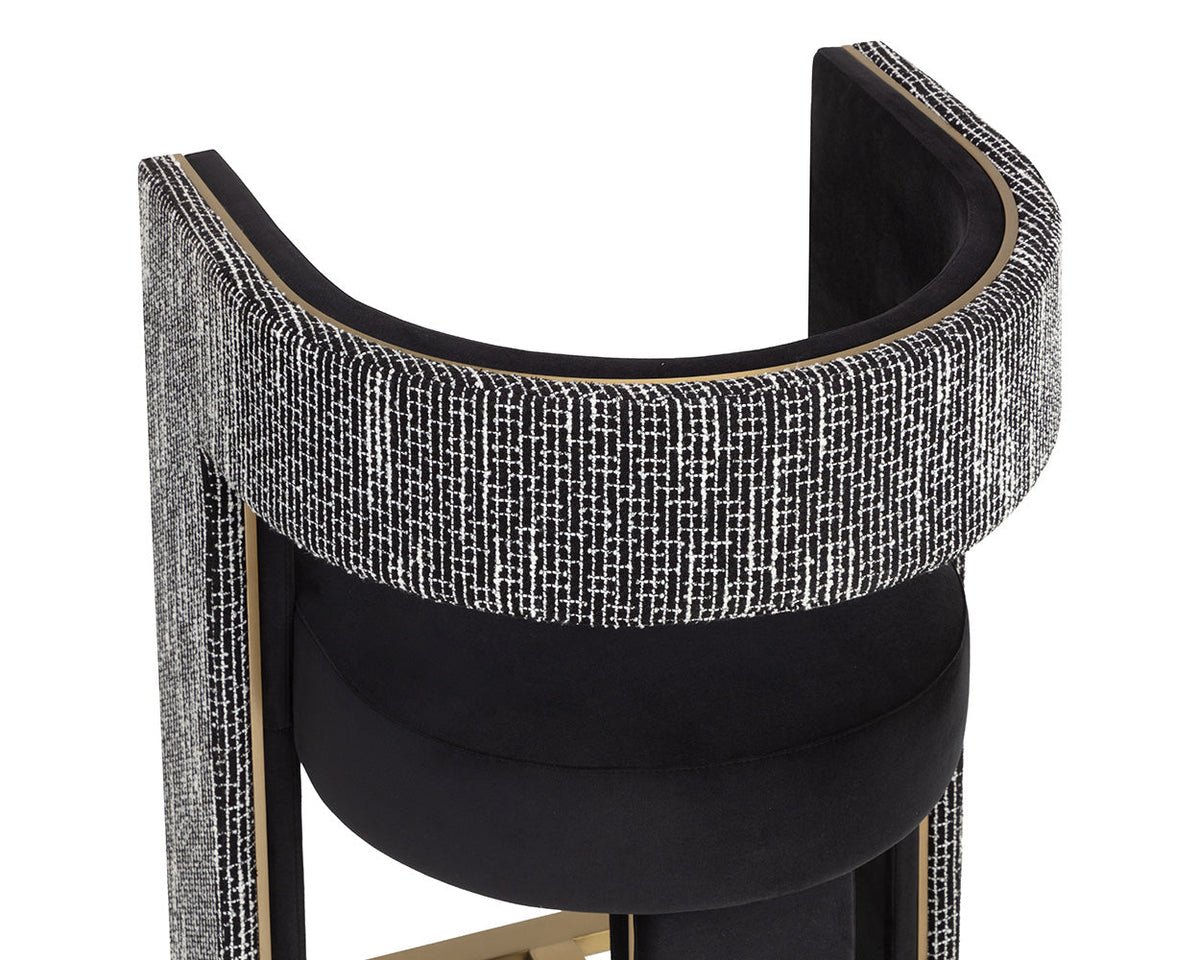 Adamina Black, Night Fabric & Gold Counter Stool