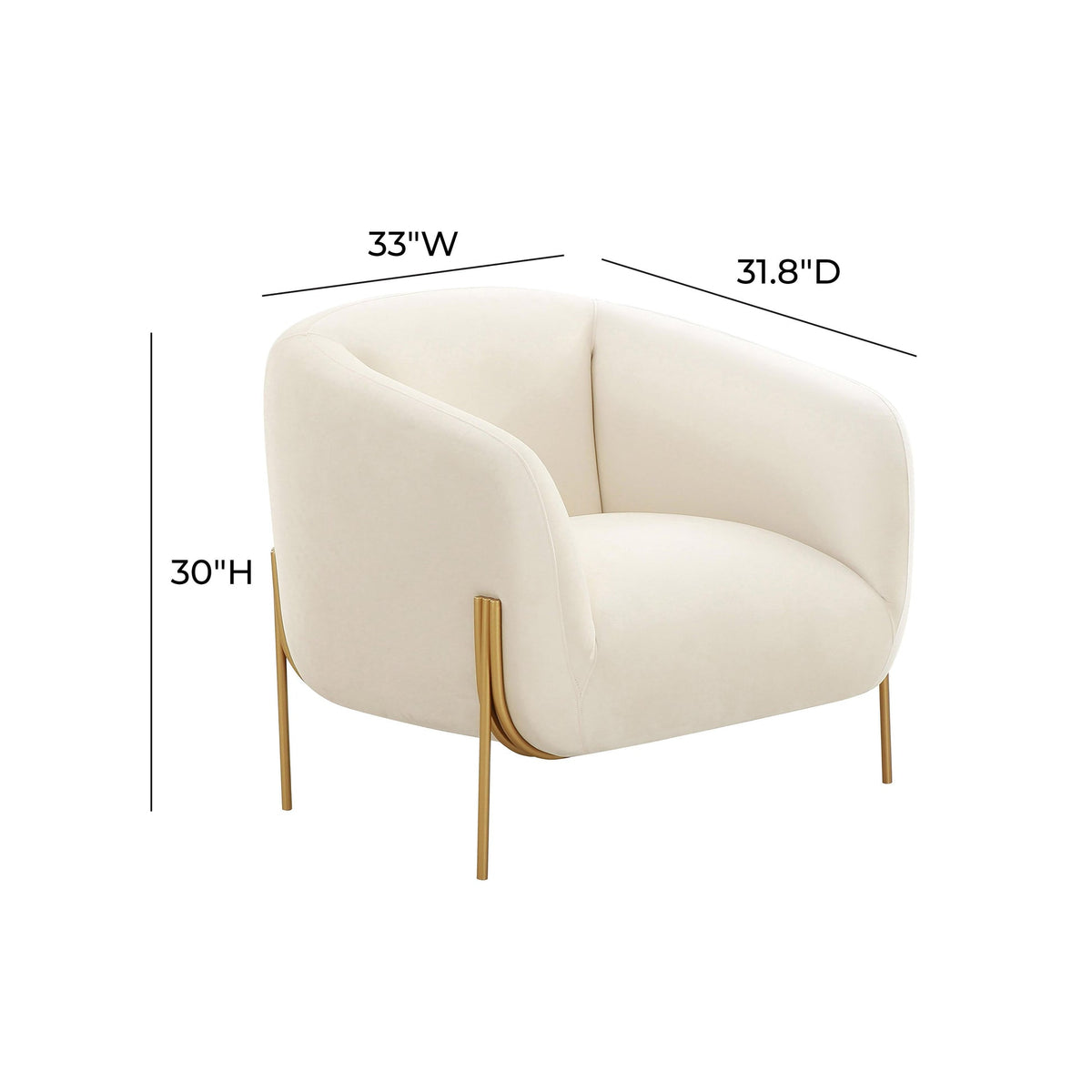Katie Cream Velvet Accent Chair - Luxury Living Collection