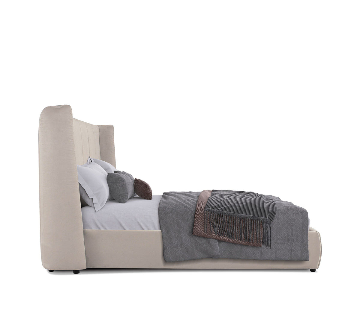 Emily Modern Beige Velvet Bed