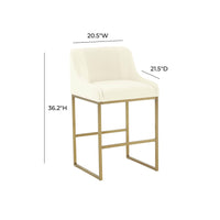 Melodie Cream Pleated Velvet Counter Stool