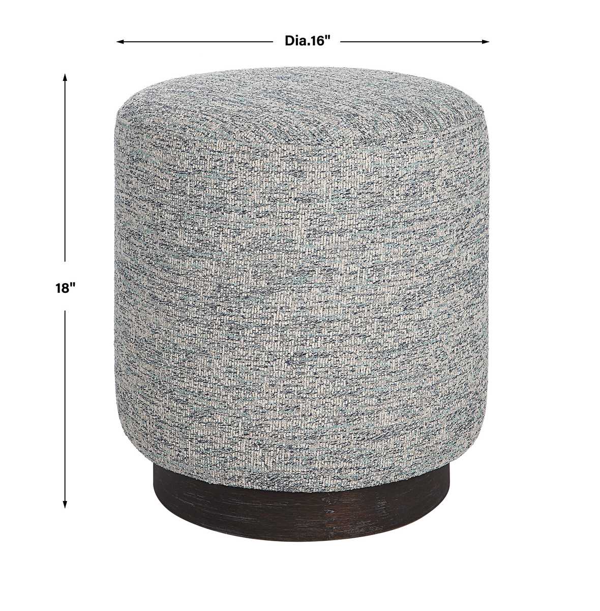 Messeta 16" Blue & White Tweed & Dark Walnut Oak Ottoman