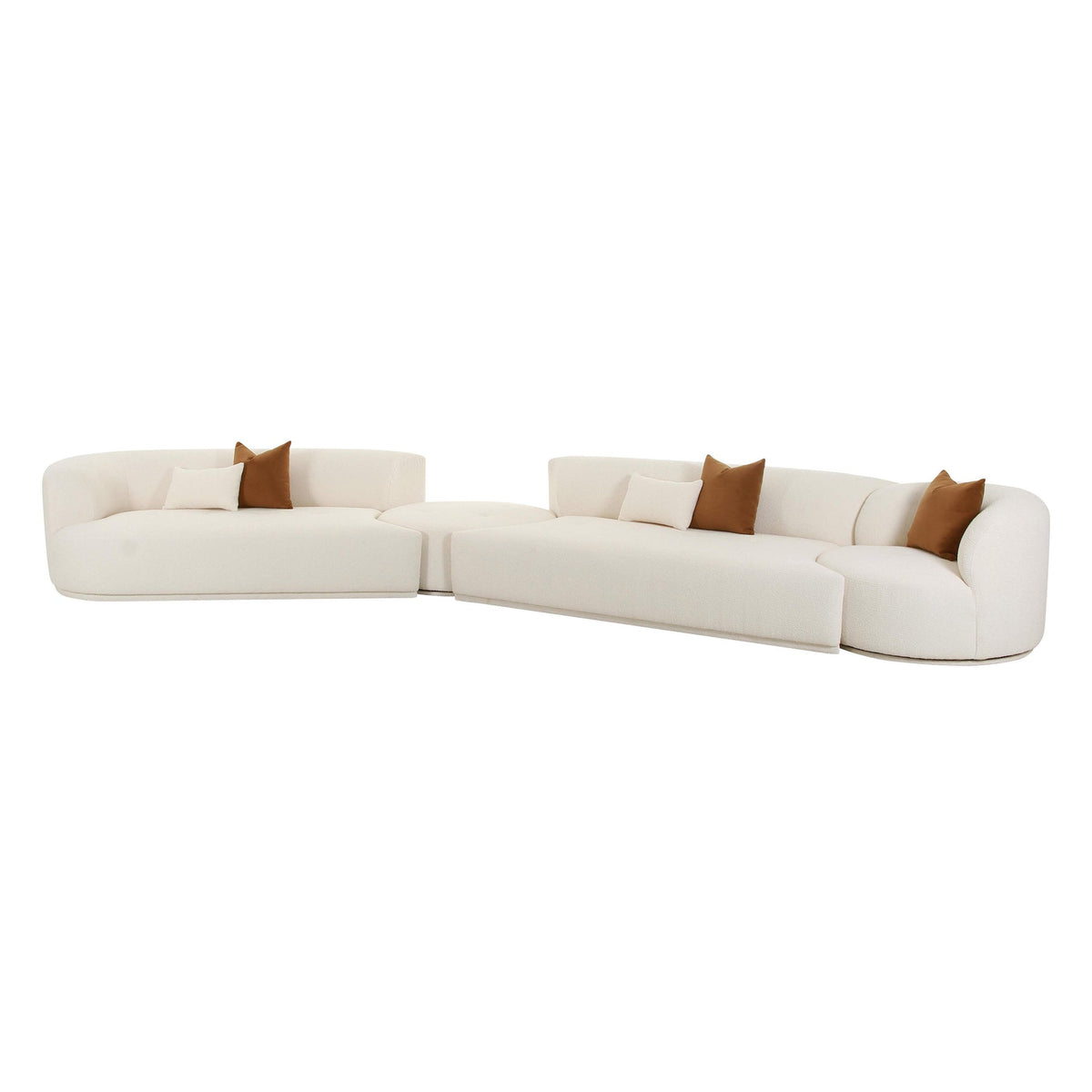 Pablo 186" Plush Cream Boucle 4-Piece Modular LAF Sectional Sofa