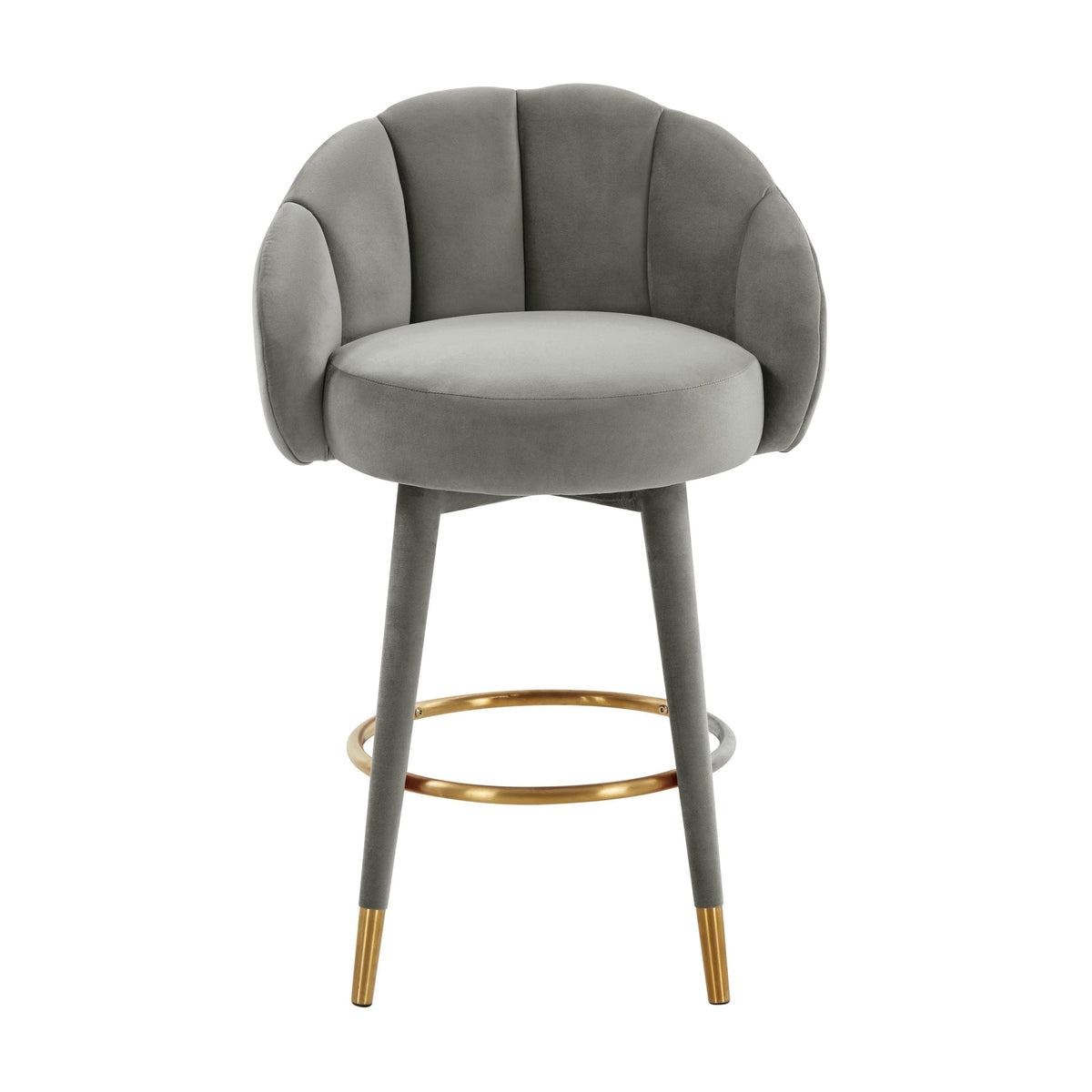 Morant Performance Grey Velvet Swivel Counter Stool - Luxury Living Collection